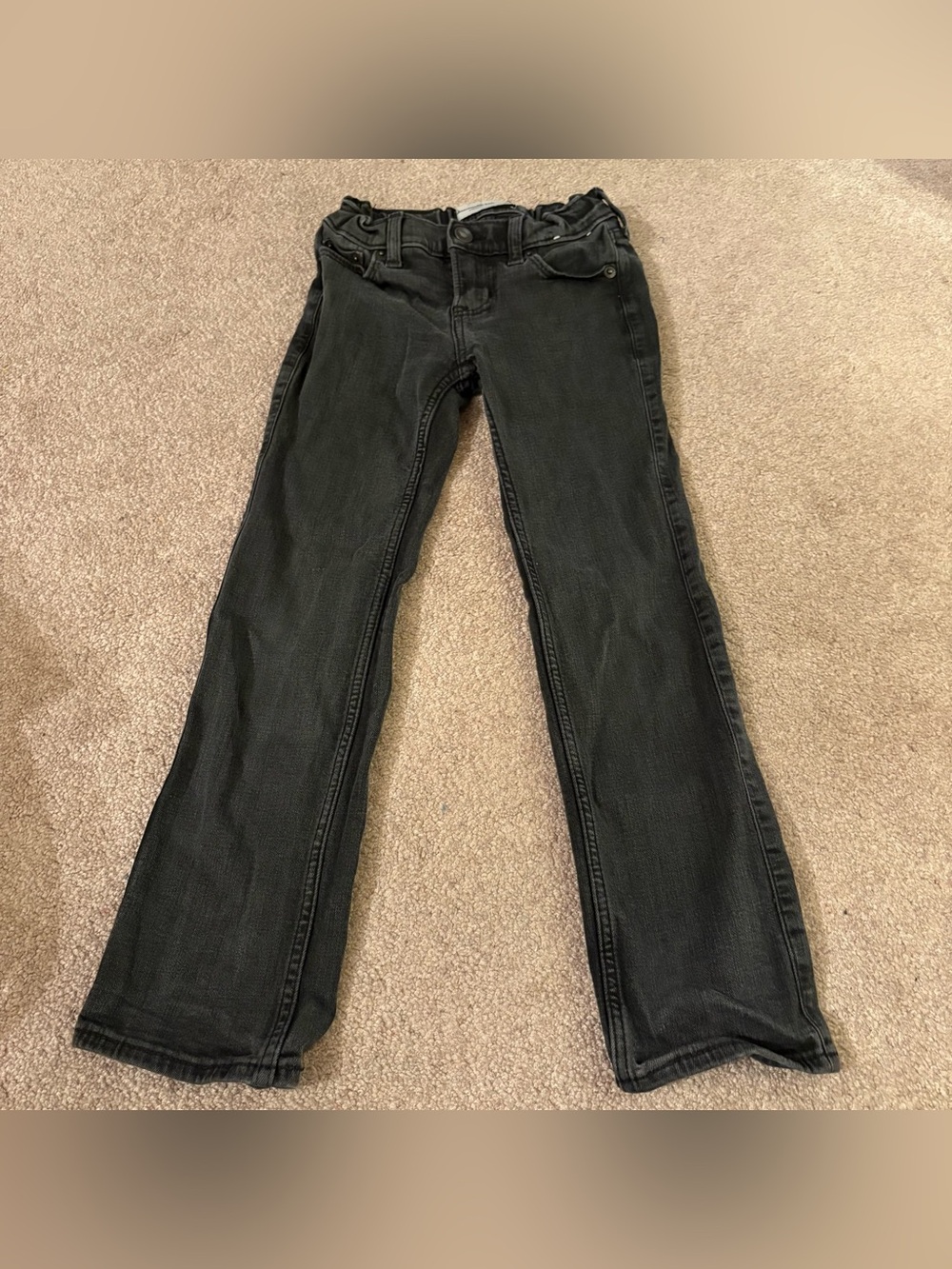 Abercrombie Kids size 5/6 long adjustable waist Black Stretch straight Jeans